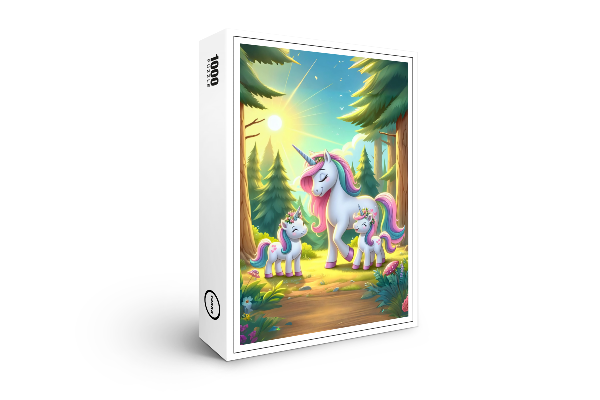 raxxa Premium-Puzzle: Einhornfamilie im Abendlicht