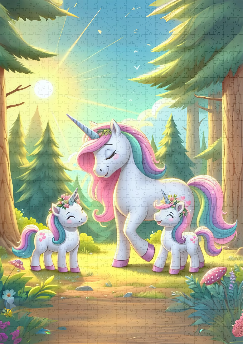 raxxa Premium-Puzzle: Einhornfamilie im Abendlicht - immagine 2