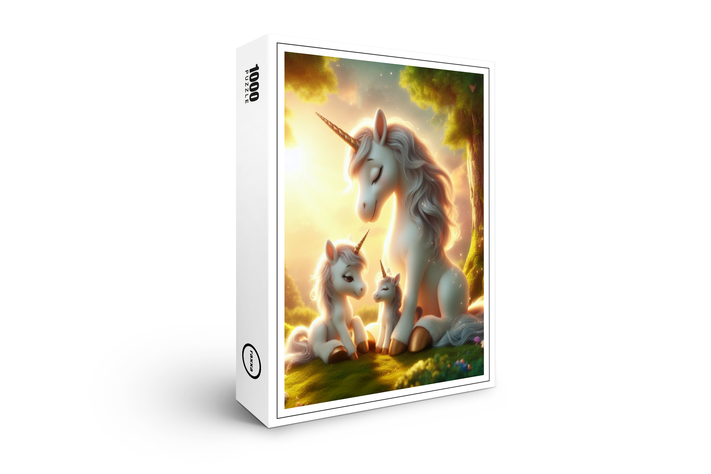 raxxa Premium-Puzzle: Sonnenuntergang mit der Einhornfamilie #2