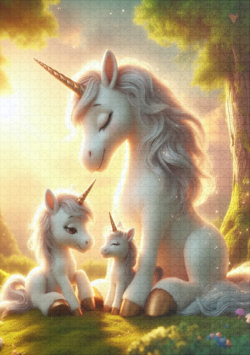 raxxa Premium-Puzzle: Sonnenuntergang mit der Einhornfamilie #2 – Bild 2