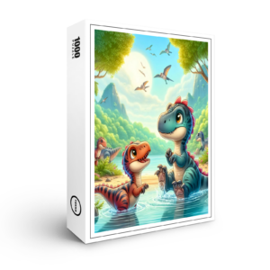 raxxa Premium-Puzzle: Urzeitliches Dino-Spiel am Fluss
