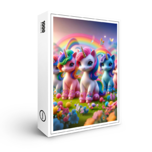 raxxa Premium-Puzzle: Einhörner auf der Regenbogenwiese