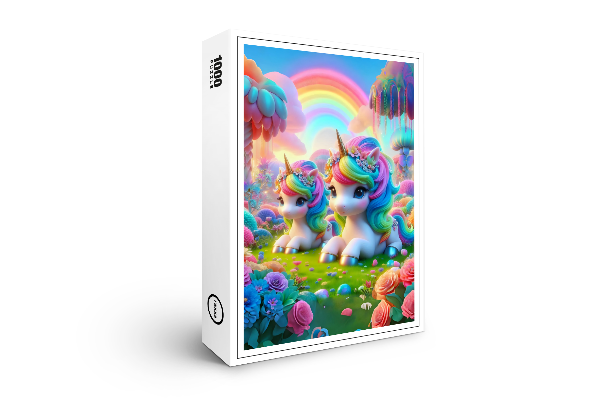raxxa Premium-Puzzle: Einhörner im Regenbogenparadies