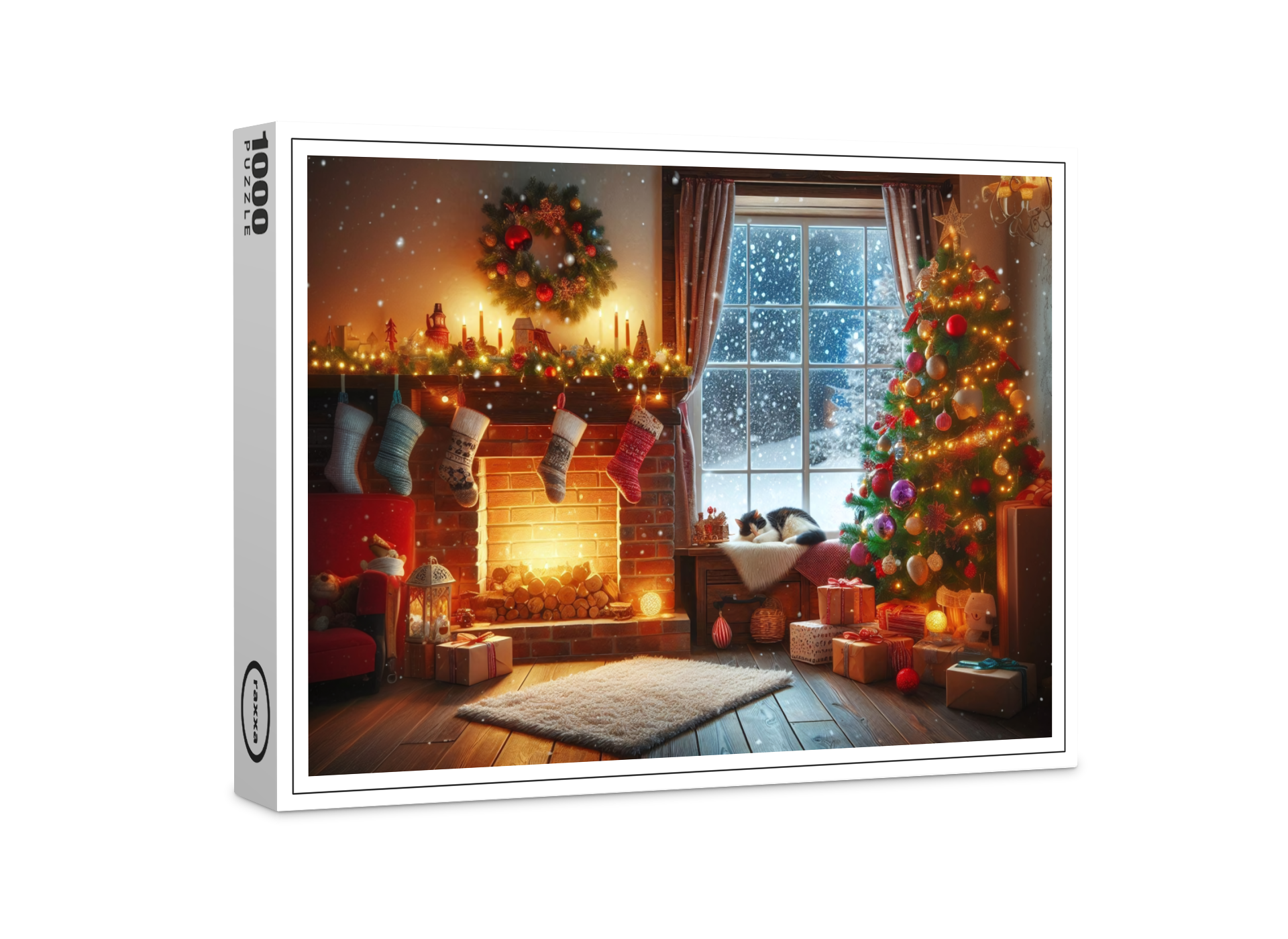 raxxa Premium-Puzzle: Weihnachtsidylle am Kamin