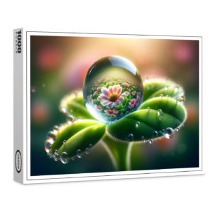 raxxa Premium-Puzzle: Wassertropfen mit floraler Reflexion