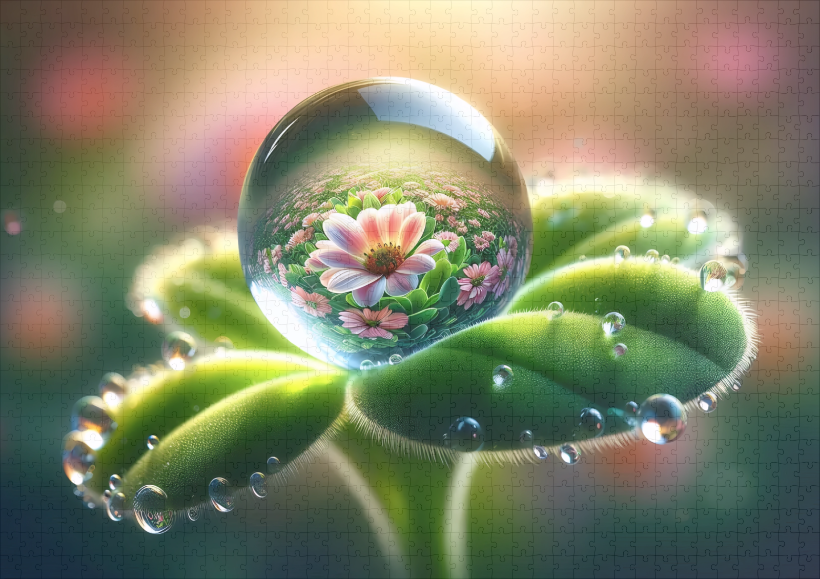 raxxa Premium-Puzzle: Wassertropfen mit floraler Reflexion - Image 2