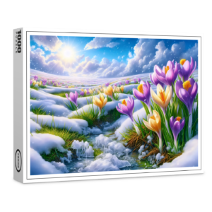 raxxa Premium-Puzzle: Frühlingserwachen- Bunte Krokusse im Schnee