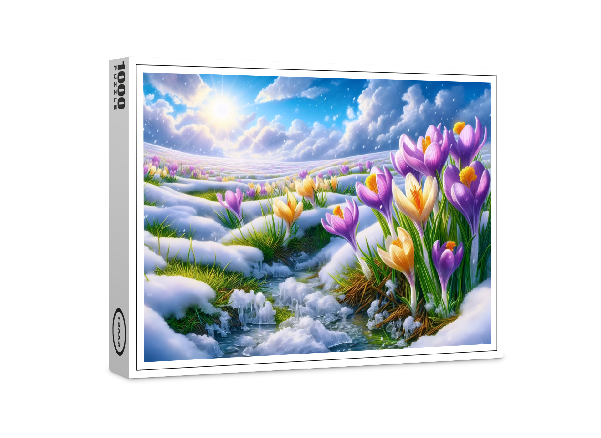 raxxa Premium-Puzzle: Frühlingserwachen- Bunte Krokusse im Schnee