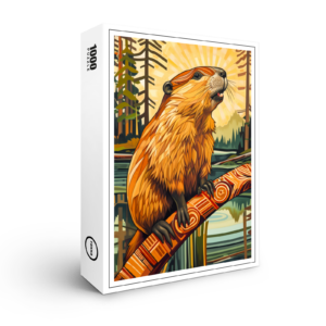raxxa Premium-Puzzle: Beaver Totem – Builder in Deco Style