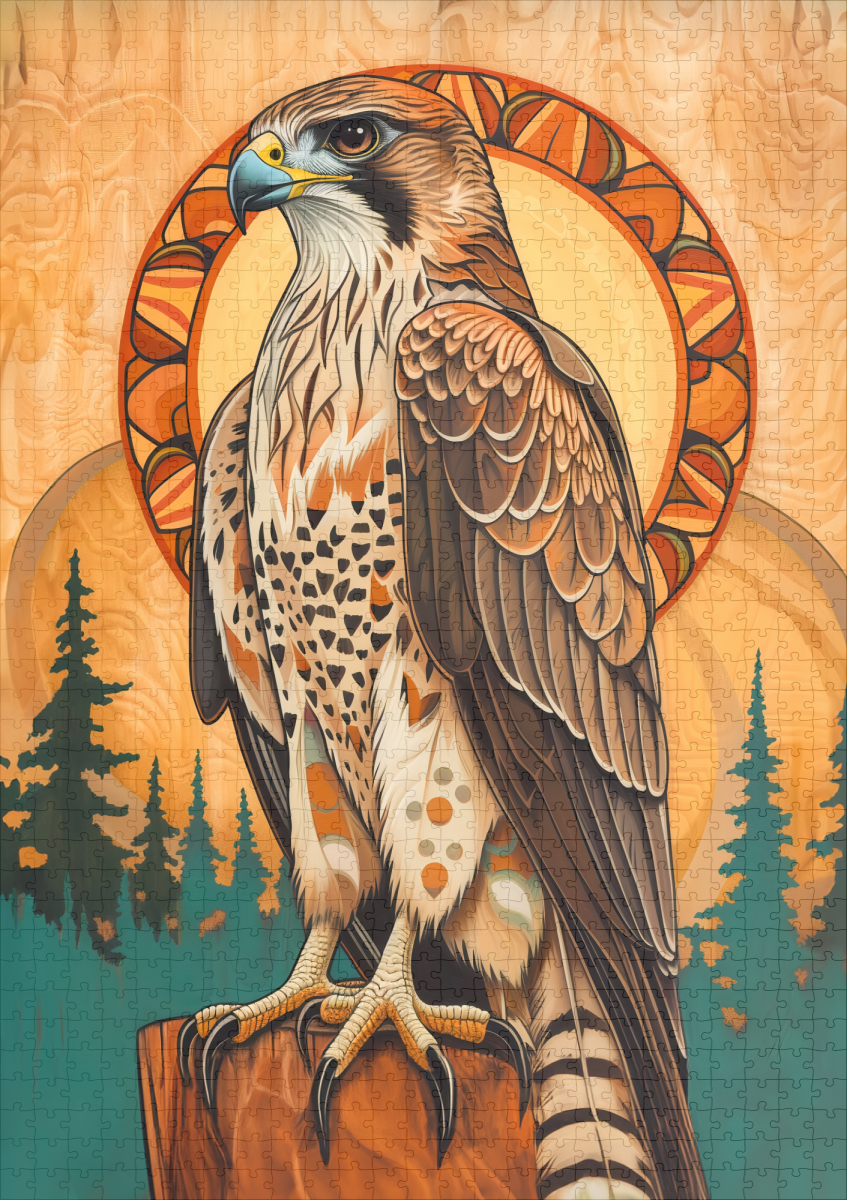 raxxa Premium-Puzzle: Falcon Totem – Visionary Art Deco Spirit - immagine 2