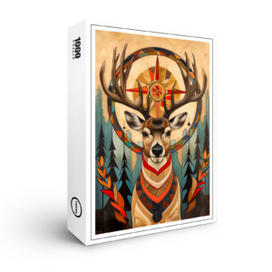 raxxa Premium-Puzzle: Deer Totem – Graceful Art Deco Spirit