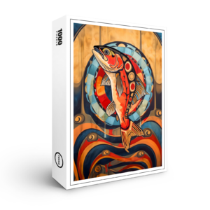 raxxa Premium-Puzzle: Salmon Totem – Journey in Deco Style