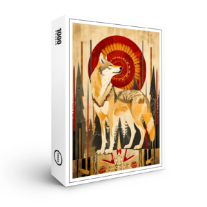 raxxa Premium-Puzzle: Wolf Totem – Guardian in Deco Style