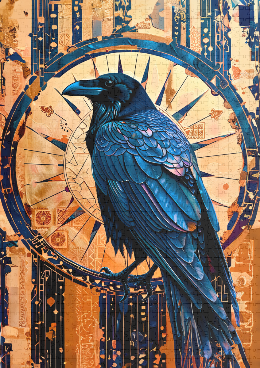 raxxa Premium-Puzzle: Raven Totem – Mystic Art Deco Symbol – Image 2
