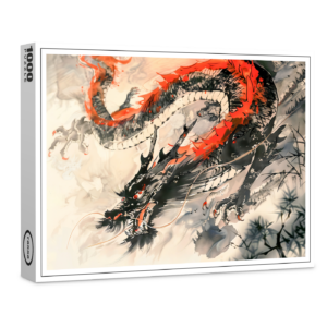 raxxa Premium-Puzzle: Chinese Watercolor Red Dragon Power
