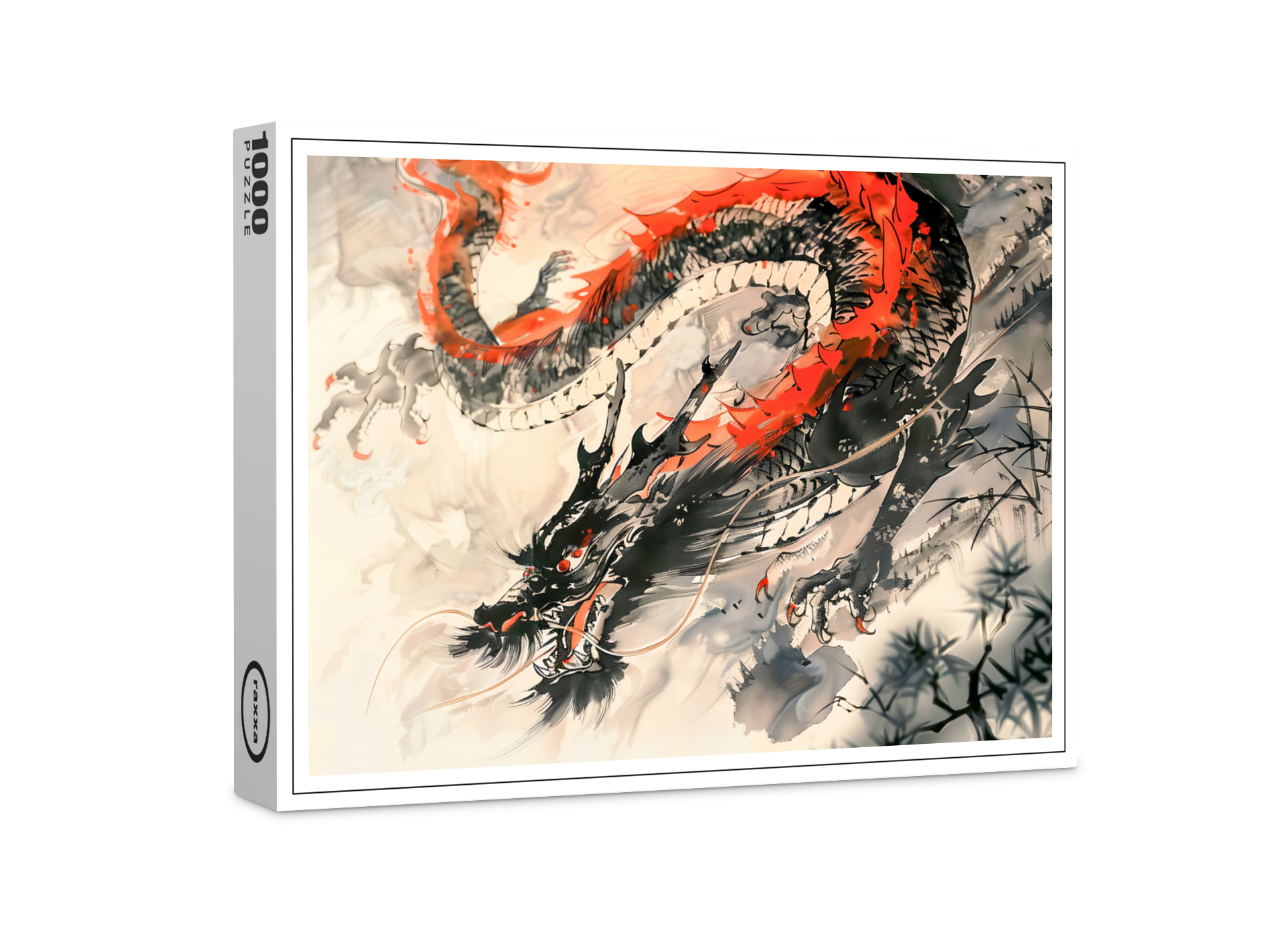 raxxa Premium-Puzzle: Chinese Watercolor Red Dragon Power