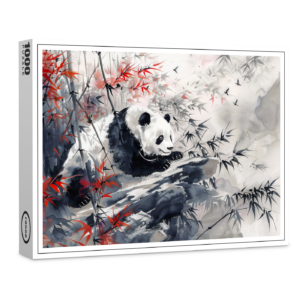 raxxa Premium-Puzzle: Chinese Watercolor Panda and Bamboo