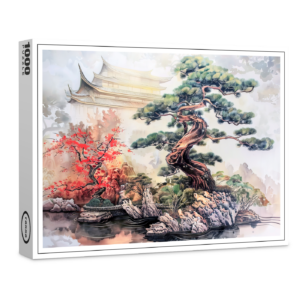 raxxa Premium-Puzzle: Chinese Watercolor Bonsai Pine in Garden