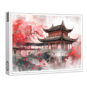 raxxa Premium-Puzzle: Chinese Watercolor Red Maple by Temple