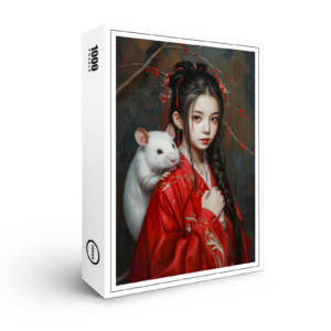 raxxa Premium-Puzzle: Girl with Rat Chinese Zodiac Art