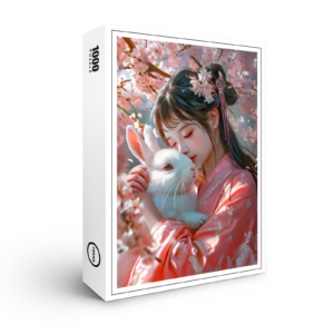 raxxa Premium-Puzzle: Girl with Rabbit Chinese Zodiac Art