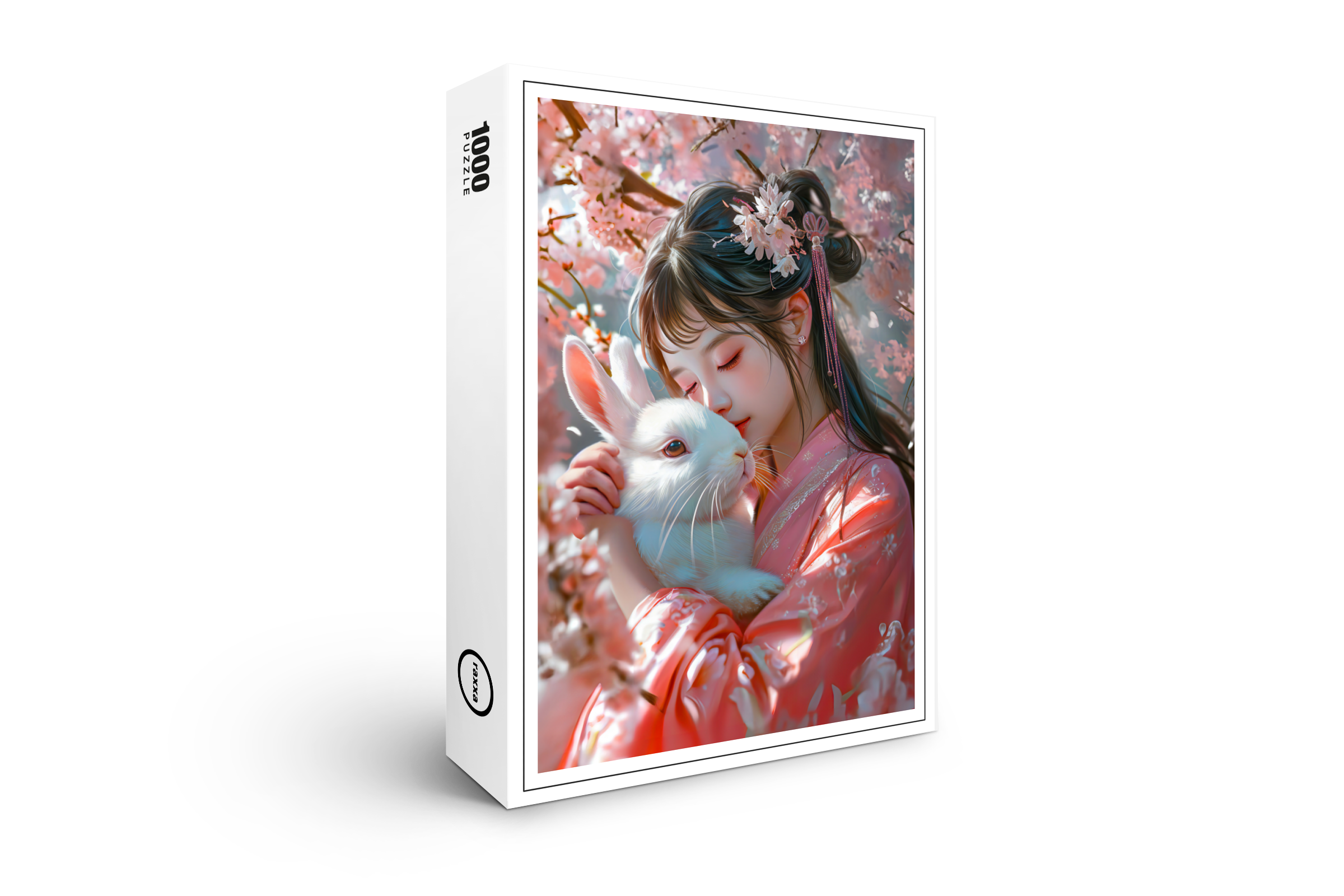 raxxa Premium-Puzzle: Girl with Rabbit Chinese Zodiac Art