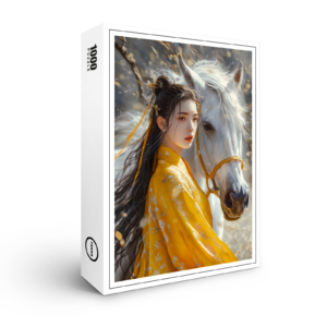 raxxa Premium-Puzzle: Girl with Horse Chinese Zodiac Art