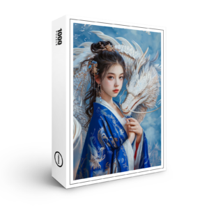raxxa Premium-Puzzle: Girl with Dragon Chinese Zodiac Art