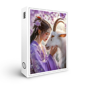 raxxa Premium-Puzzle: Girl with Goat Chinese Zodiac Art