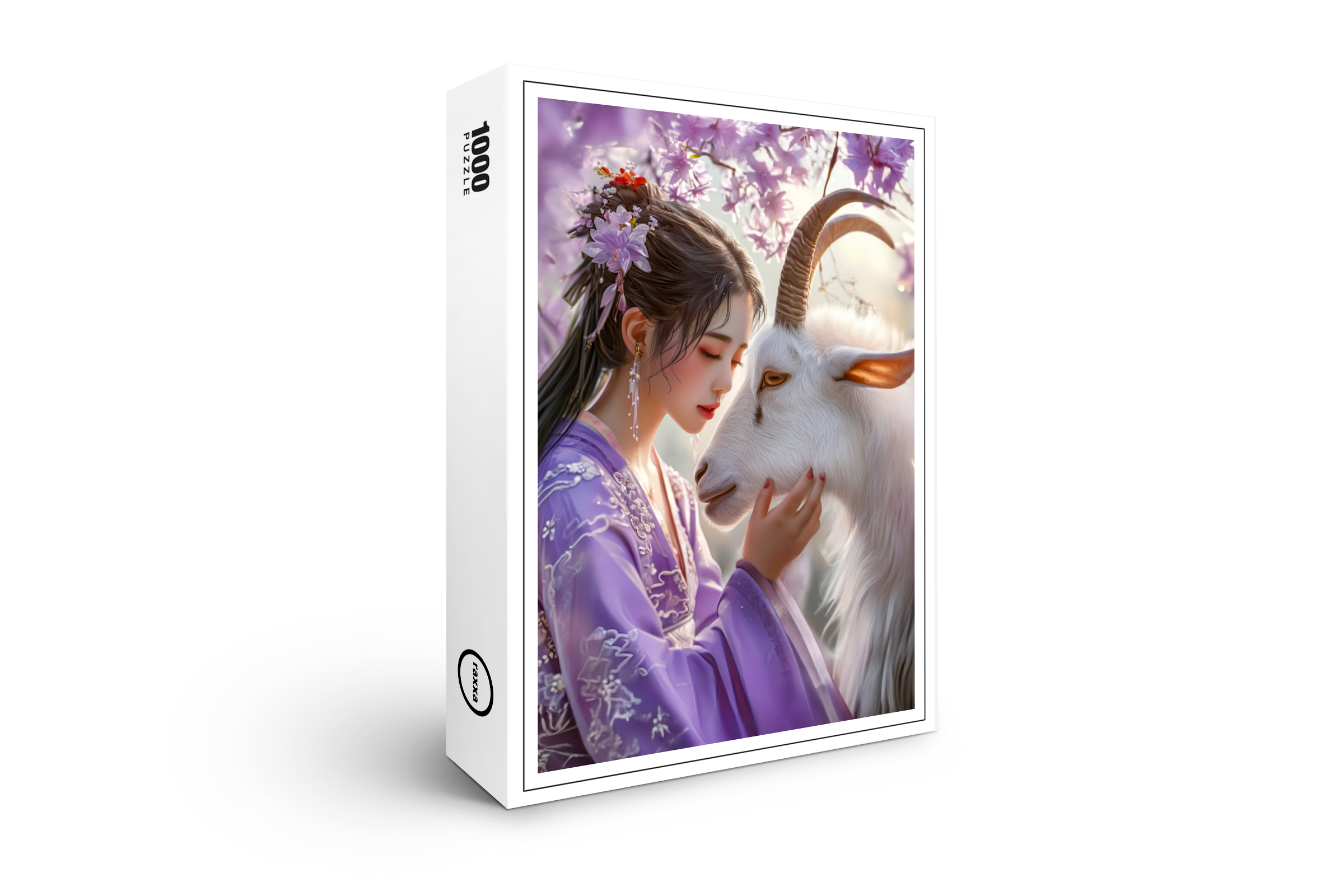 raxxa Premium-Puzzle: Girl with Goat Chinese Zodiac Art