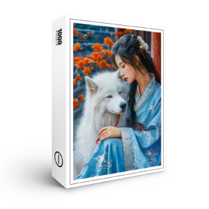 raxxa Premium-Puzzle: Girl with Dog Chinese Zodiac Art
