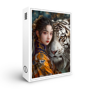 raxxa Premium-Puzzle: Girl with Tiger Chinese Zodiac Art