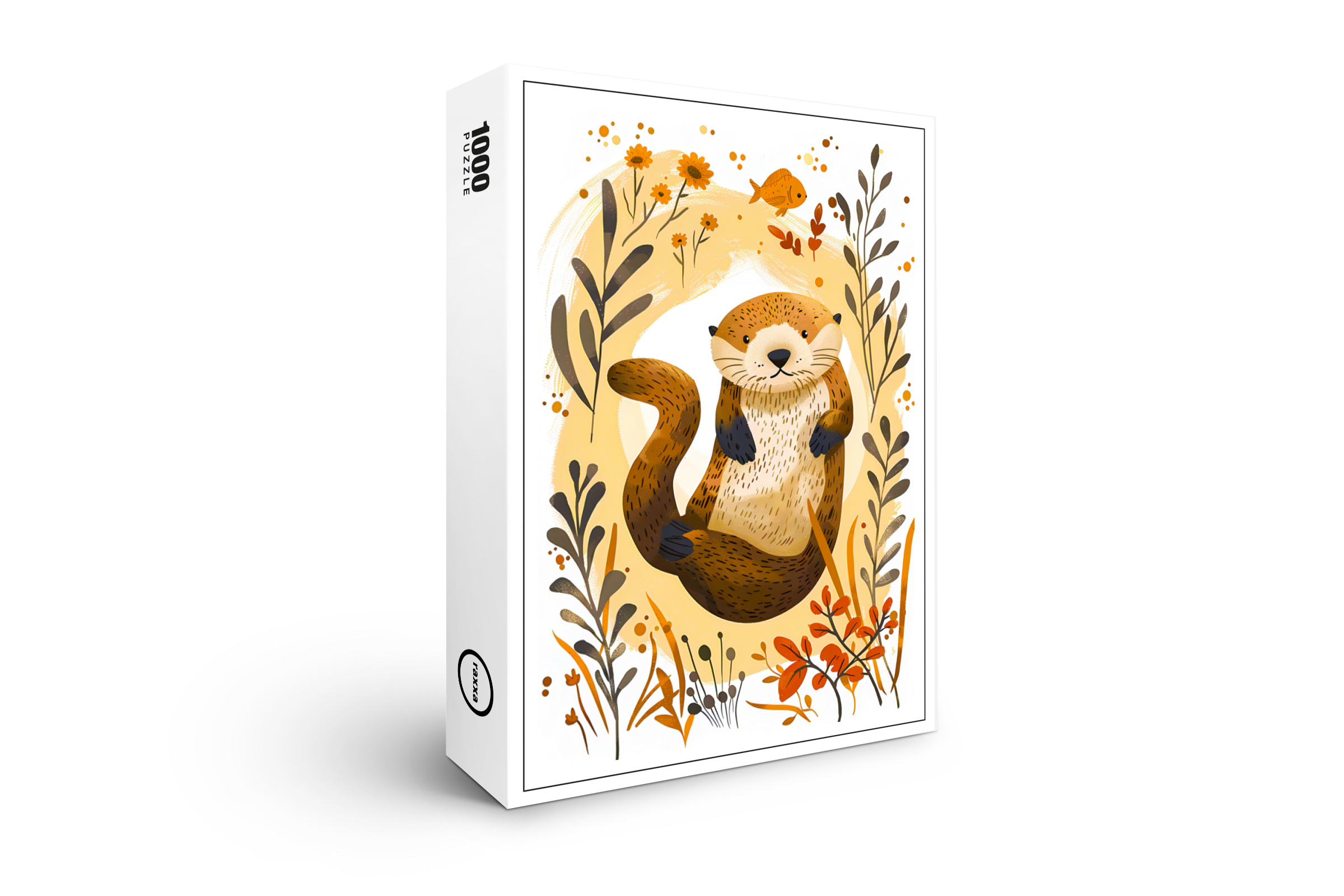 raxxa Premium-Puzzle: Cartoon of Sea Otter Floating in Ocean
