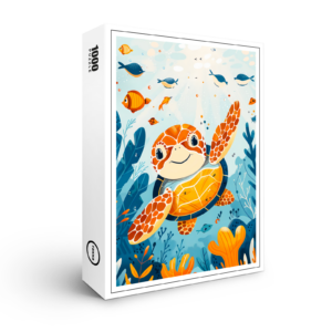 raxxa Premium-Puzzle: Cartoon of Sea Turtle in Kelp Forest