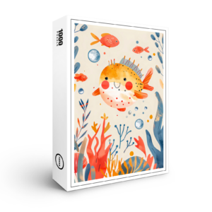 raxxa Premium-Puzzle: Cartoon of Pufferfish at Reef