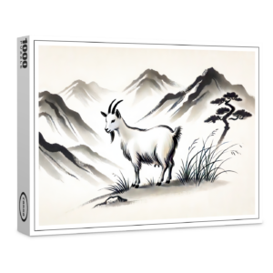 raxxa Premium-Puzzle: Graceful Goat on Meadow with Mountains