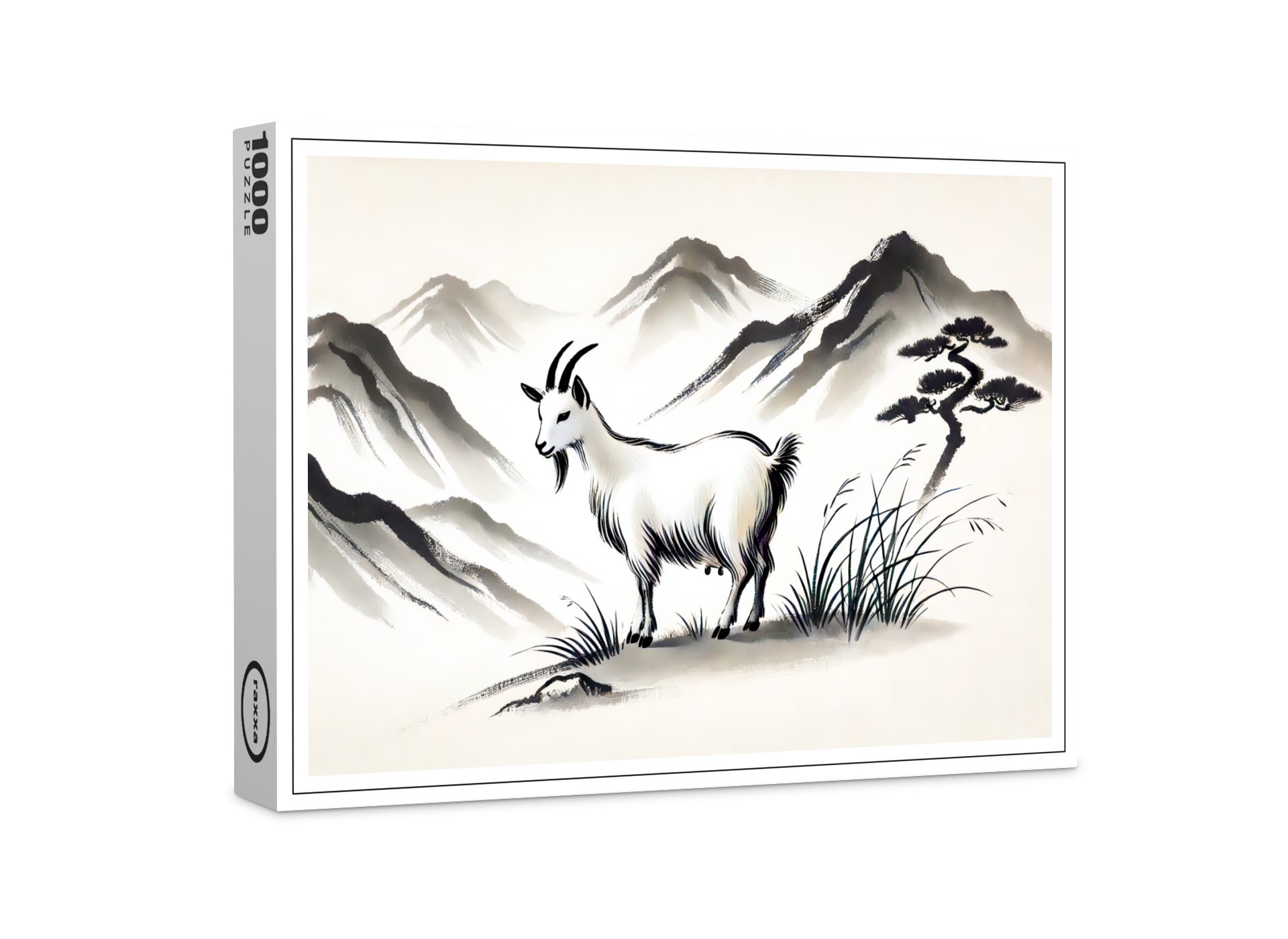 raxxa Premium-Puzzle: Graceful Goat on Meadow with Mountains
