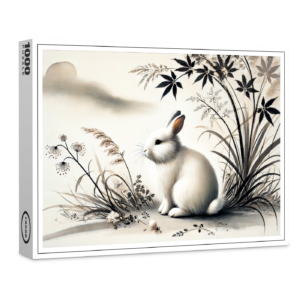 raxxa Premium-Puzzle: China zodiac ink of Serene Hare Resting Under Bush