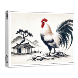 raxxa Premium-Puzzle: Proud Rooster Standing Before Barn