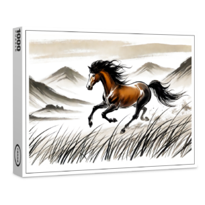 raxxa Premium-Puzzle: Galloping Horse Across Pasture ink painting