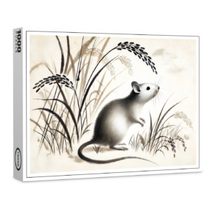 raxxa Premium-Puzzle: Cunning Rat Under Rice Plant. ink zodiac