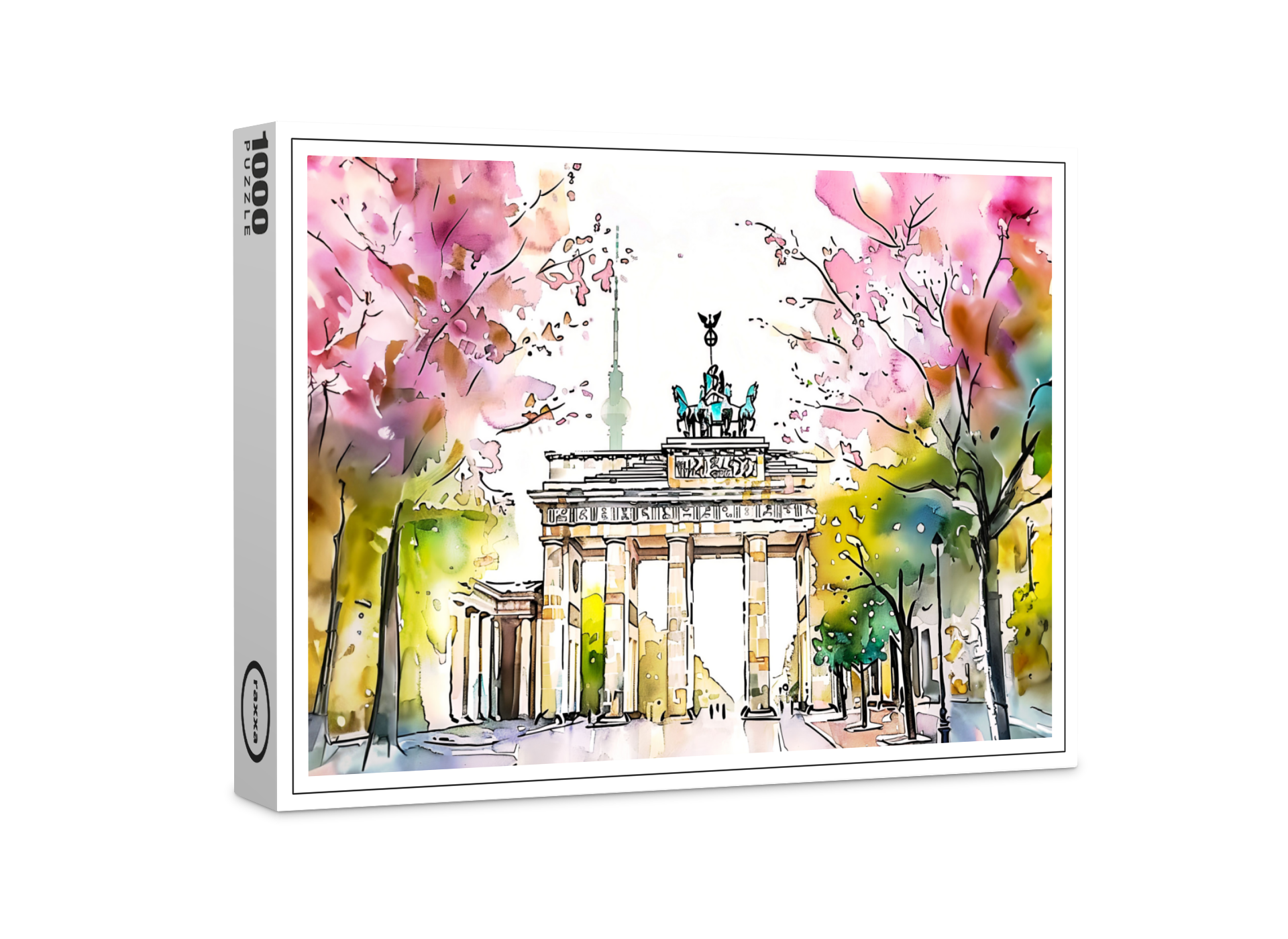 raxxa Premium-Puzzle: Watercolor Berlin Spring Brandenburg Gate