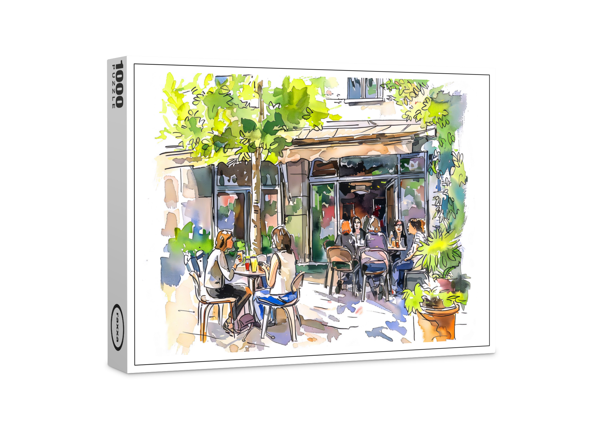 raxxa Premium-Puzzle: Watercolor Berlin Kreuzberg Summer Cafe
