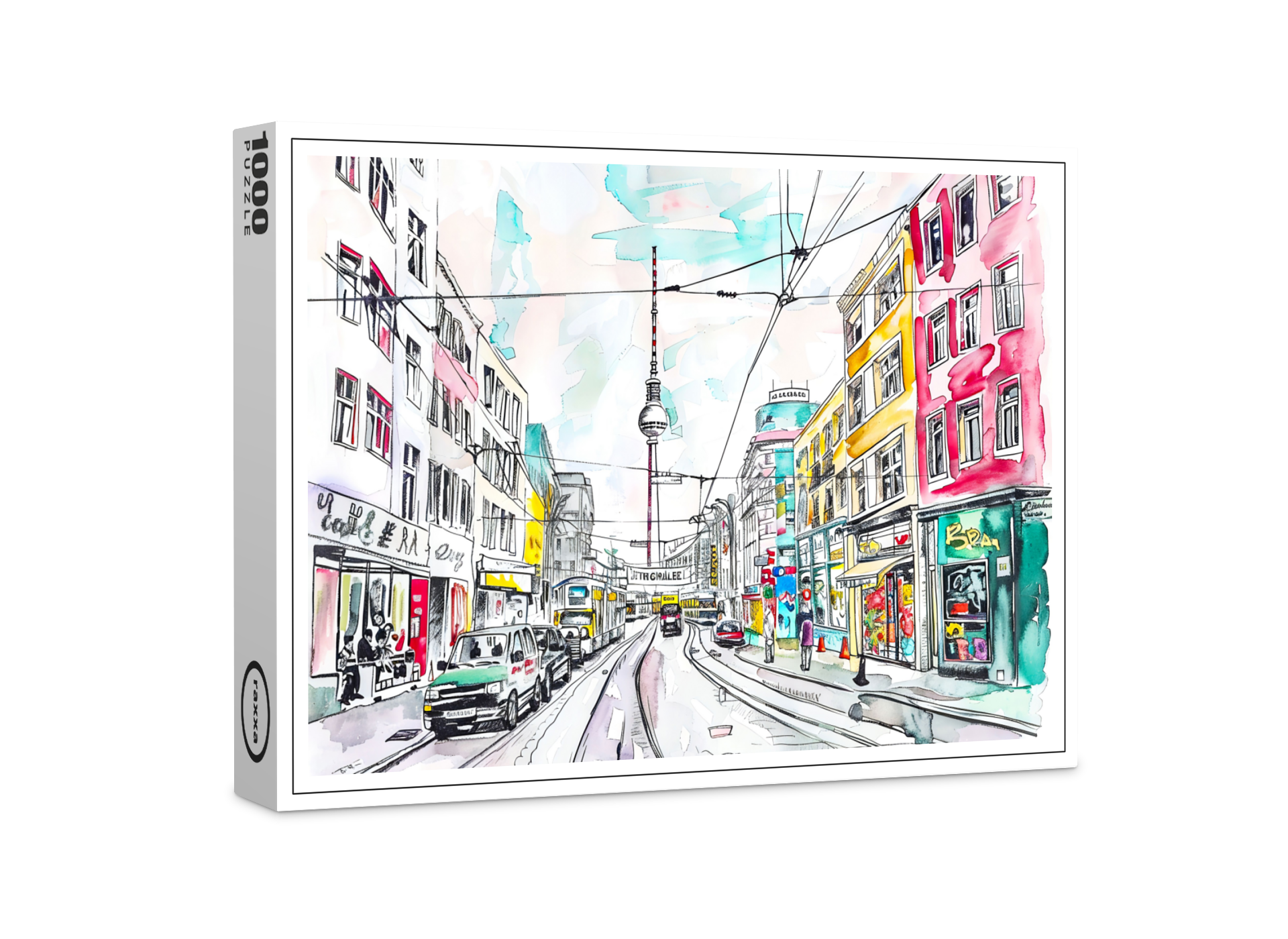 raxxa Premium-Puzzle: Watercolor Berlin Mitte TV Tower