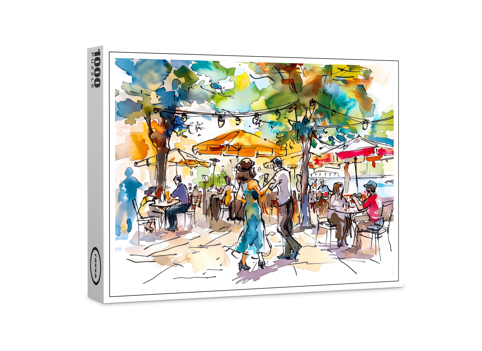 raxxa Premium-Puzzle: Watercolor Berlin Mitte Summer Dance Evening