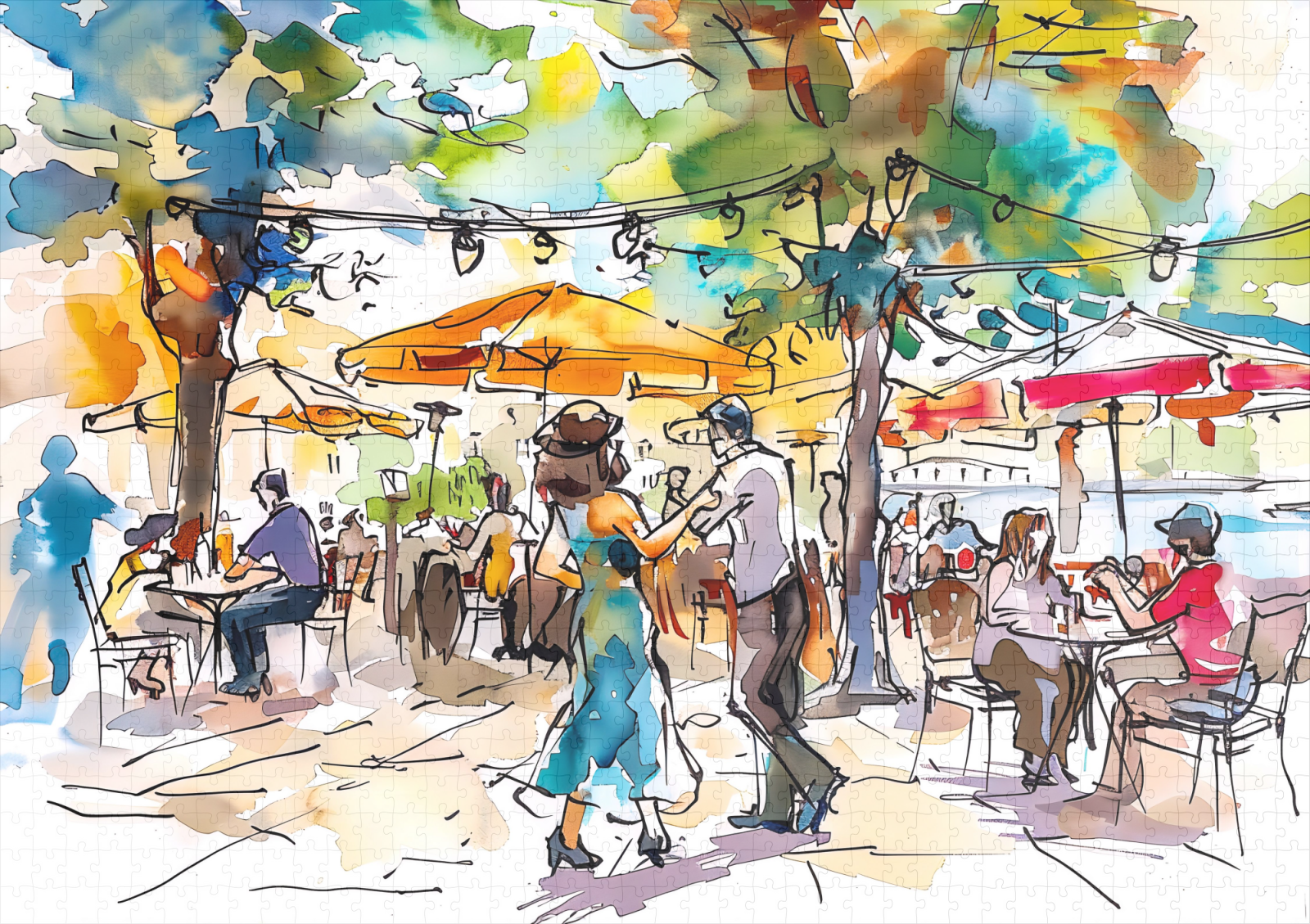 raxxa Premium-Puzzle: Watercolor Berlin Mitte Summer Dance Evening – Image 2