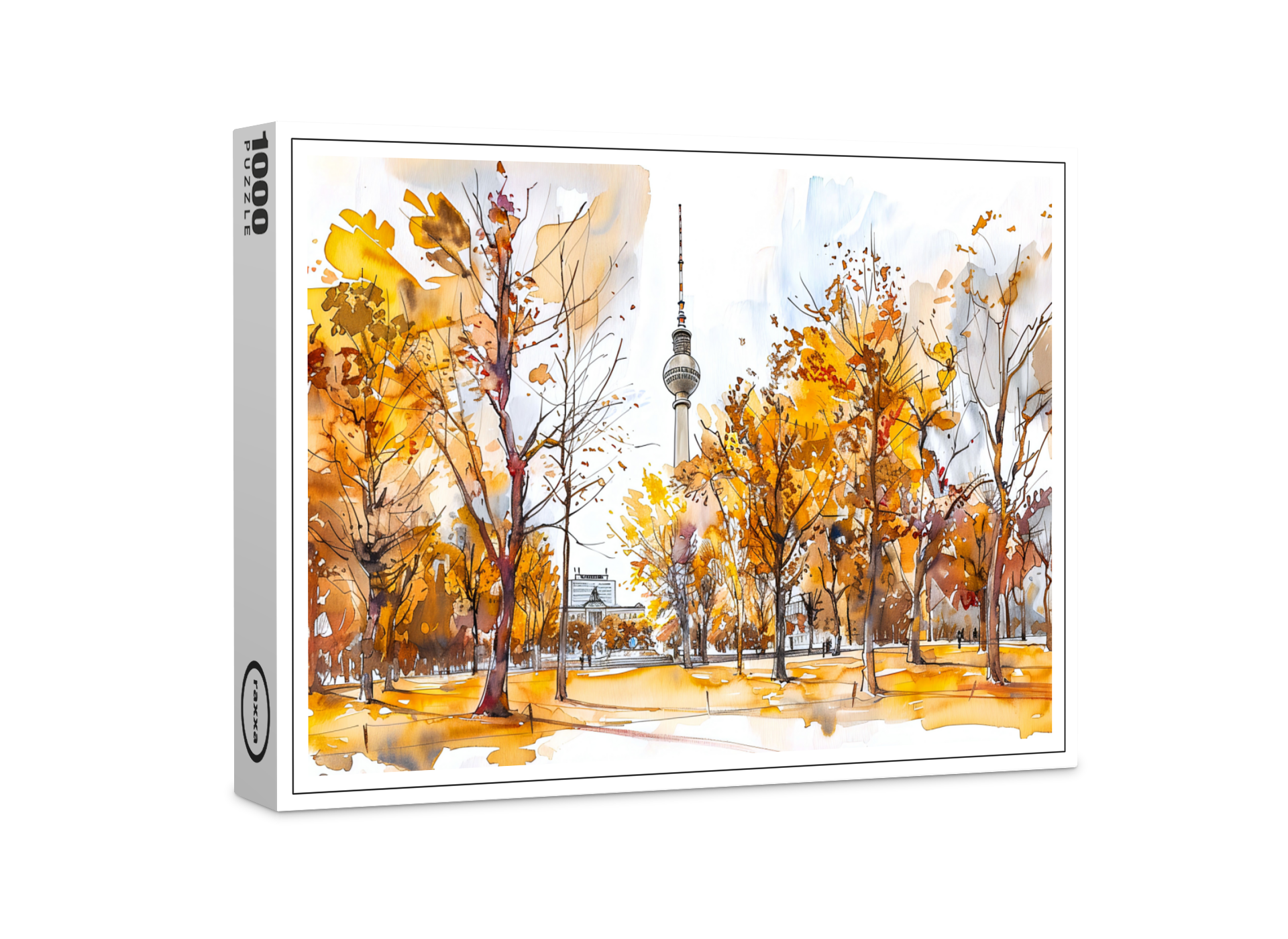 raxxa Premium-Puzzle: Watercolor Berlin Mitte Autumn TV Tower