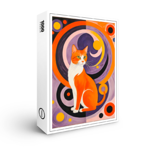 raxxa Premium-Puzzle: Cubist Cat Art with Colors