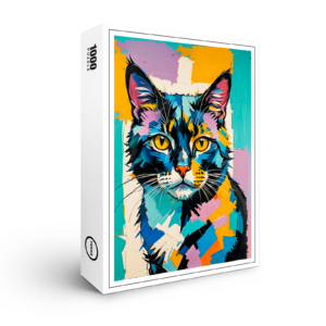 raxxa Premium-Puzzle: Colorful Cubist Feline Art Cat