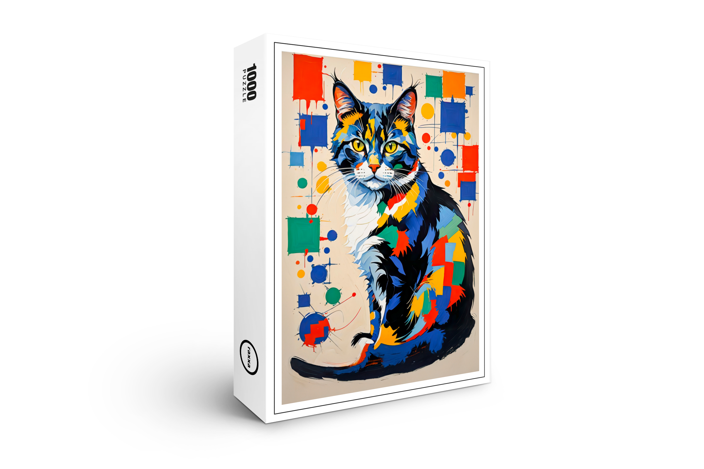 raxxa Premium-Puzzle: Abstract Geometric Cat Painting Illustration